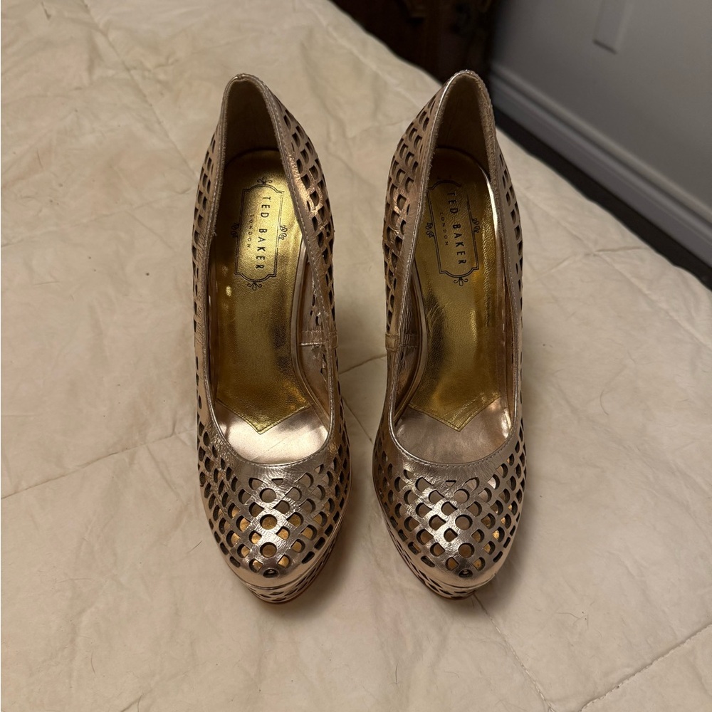 Ted Baker Women's Metallic Peep-Toe Heels